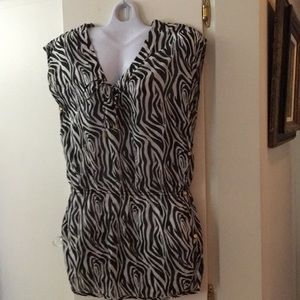 zebra print swimsuit cotton coverup top like new